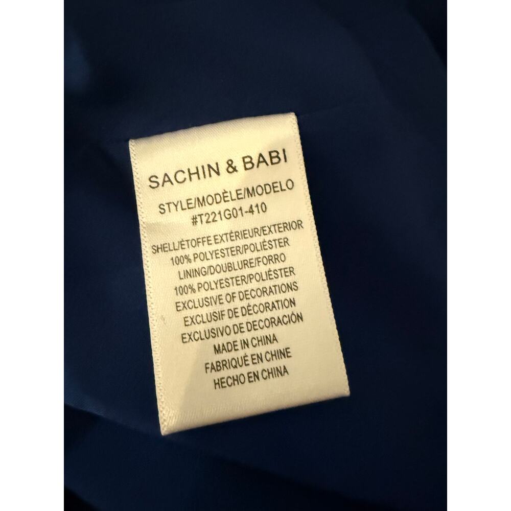 Sachin & Babi Katrina Midnight Blue Sleeveless V-Neck Bow Back Cocktail Gown 14 - Picture 13 of 14